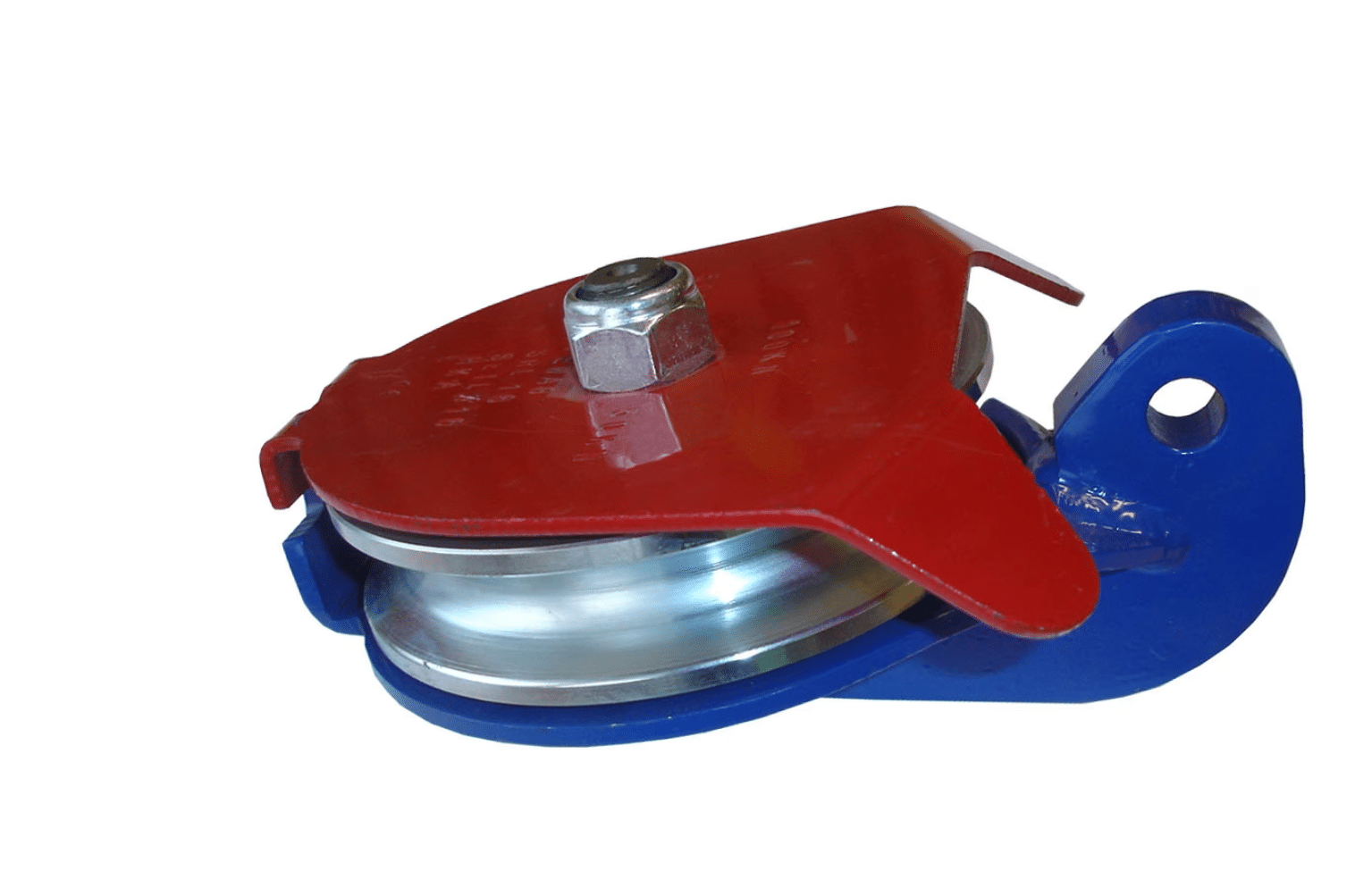 Červená a modrá otvorená vodiaca kladka PRO s pozinkovanou roľňou.