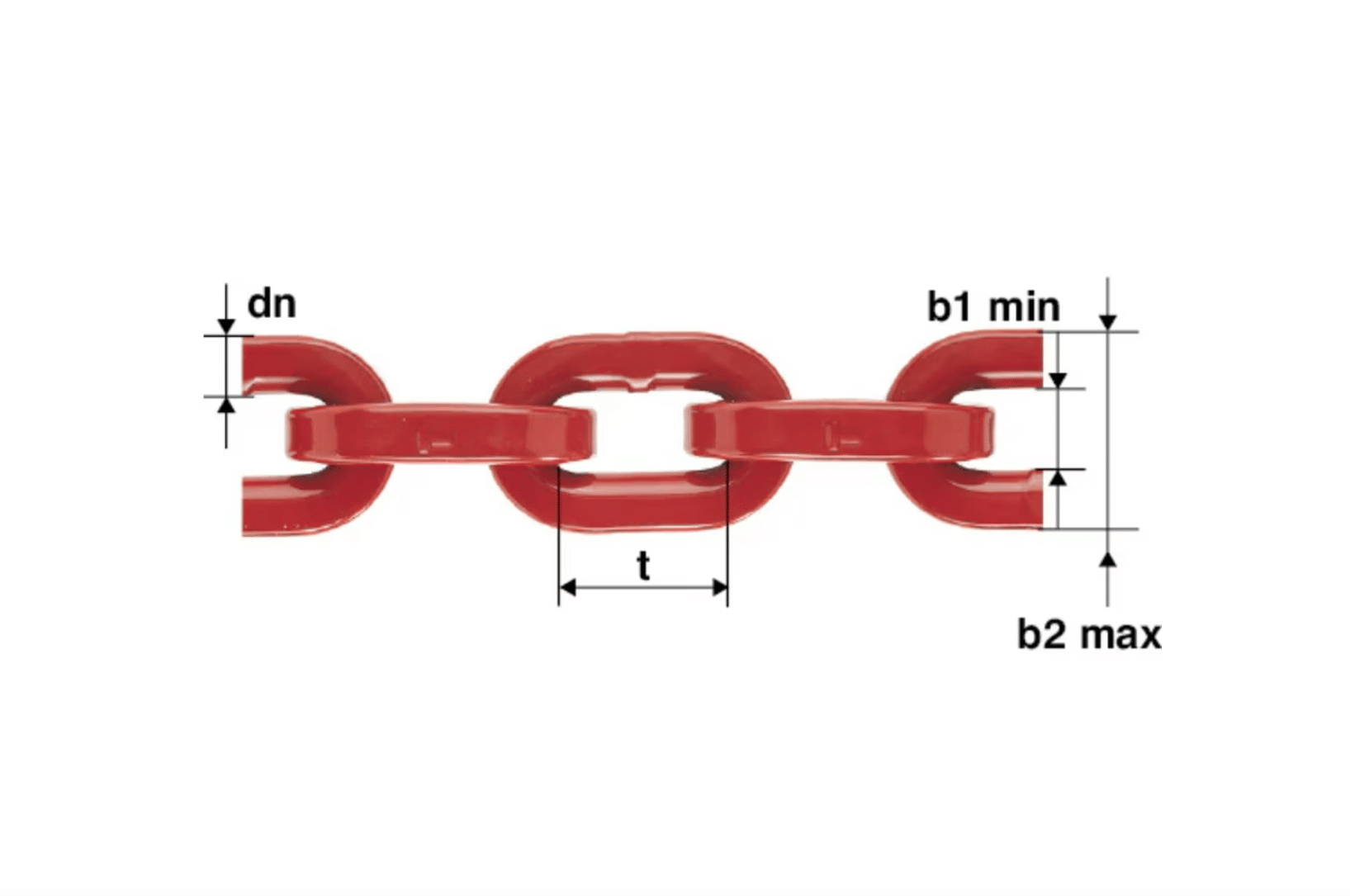 Reťaz hranatá G80 hranatá - červená – Obrázok 2