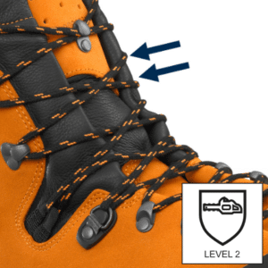 Certifikovaná ochrana proti prerezaniu triedy 2 (24 m/s) pre Pilčícke topánky HAIX Protector Forest oranžové