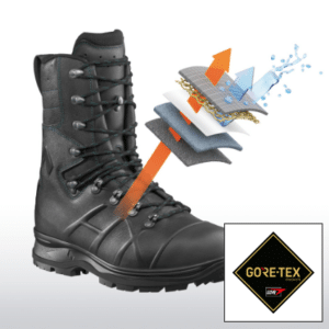 Viacvrstvová GORE-TEX membrána zaručuje 100% nepremokavosť a priedušnosť obuvi