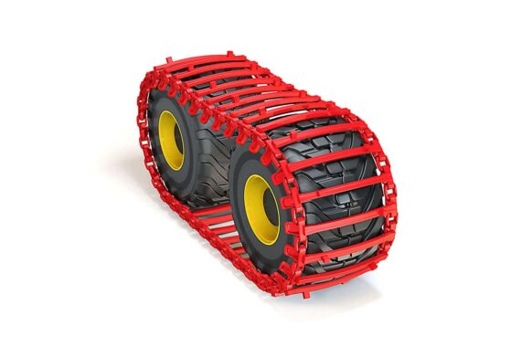 Kolopásy TXCL – vizualizácia červených hybridných pásov pre podvozok typu bogie