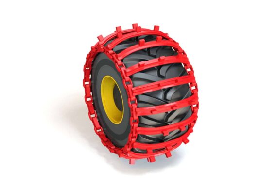 Kolopásy Grouzer Super Grip – vizualizácia červených pásov na kolese
