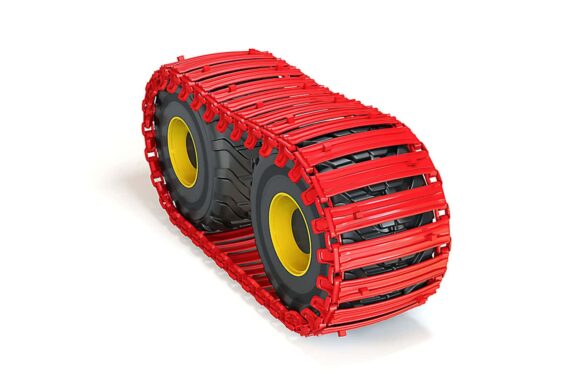 Kolopásy CLARK Terra 85 – vizualizácia červených pásov spojených pre dve kolesá