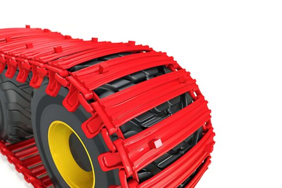 Kolopásy Grouzer – vizualizácia červených pásov na podvozku typu bogie