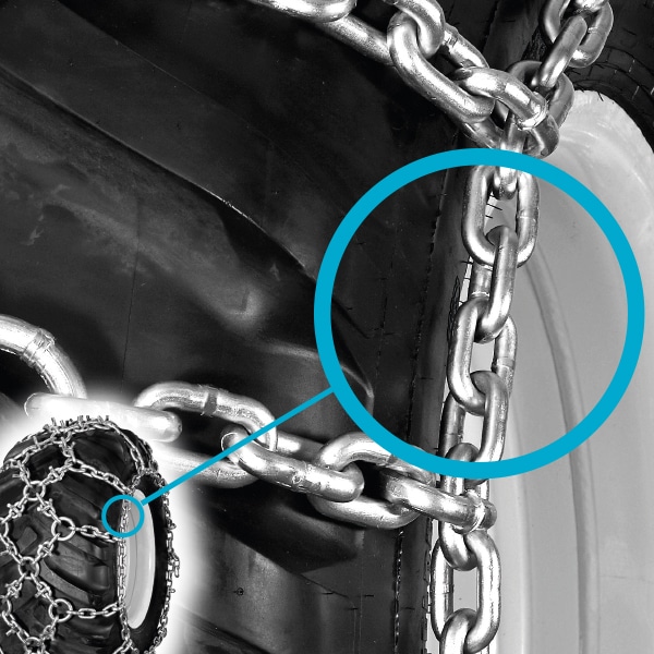 Snežné reťaze Skogsgrip 160 – detail bočnej reťaze a spojenia siete