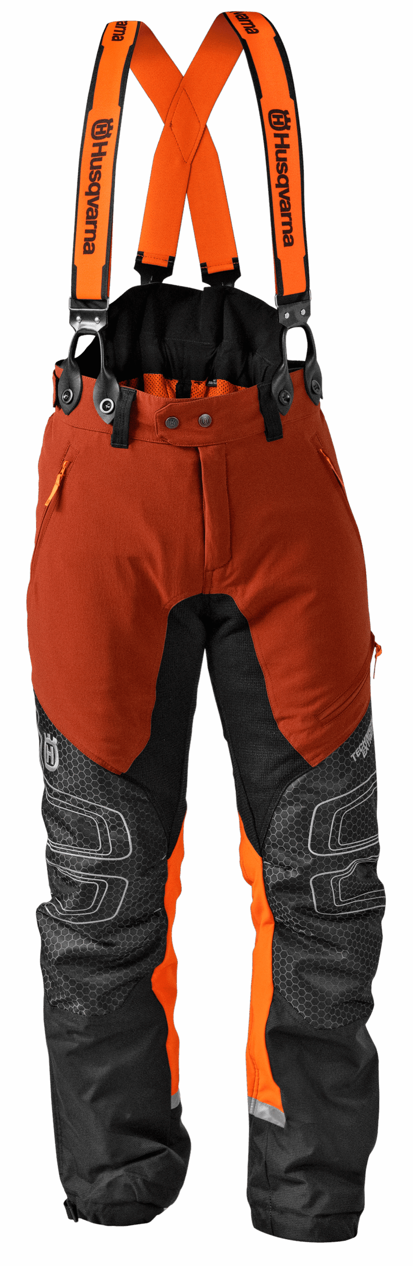 Protiporezové nohavice Husqvarna Technical Extreme v štíhlom strihu s reflexnými prvkami.