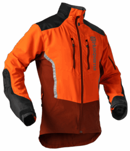 Pracovná bunda Husqvarna Technical Extreme vo výstražnej oranžovej farbe so šedými a čiernymi prvkami.