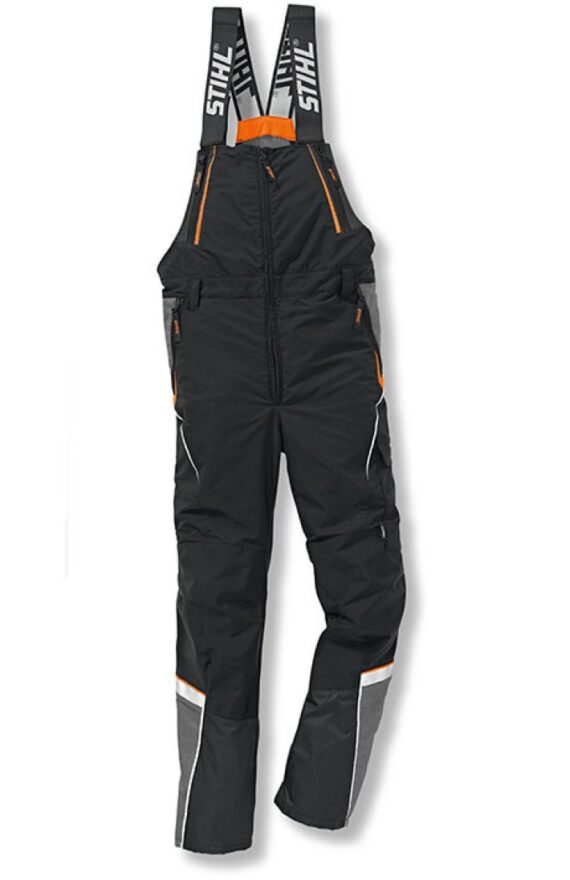 Protiporezové nohavice: Ultraľahké protiporezové nohavice STIHL ADVANCE X-LIGHT s náprsenkou, trakmi a reflexnými prvkami.