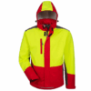 Pracovná bunda Elysee SCHLEHE vo výstražnej žlto-červenej farbe s odnímateľnou kapucňou.