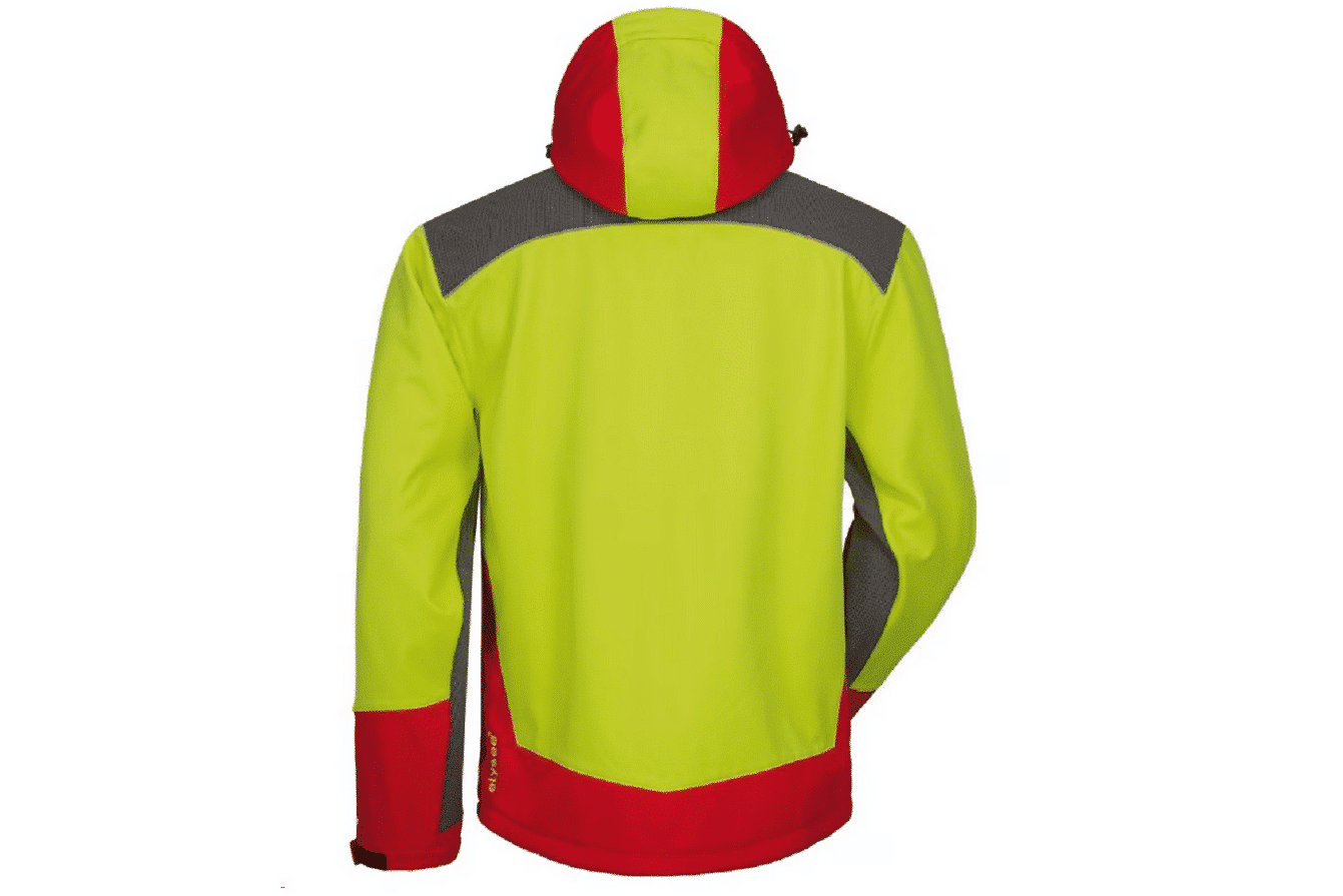 Pracovná bunda elysee schlehe žlto červená detail