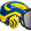 Pilčícka prilba PROTOS Integral FOREST v modro-žltej farbe.