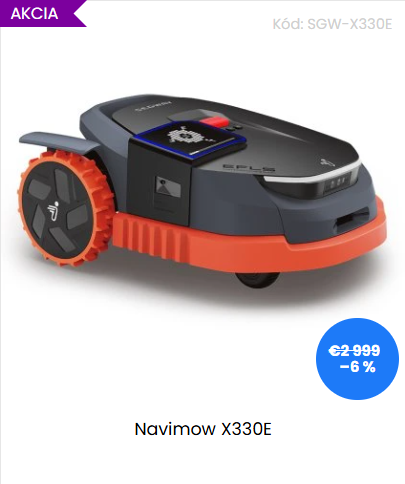 Inteligentná robotická kosačka Segway Navimow X330E bez obvodových drôtov.