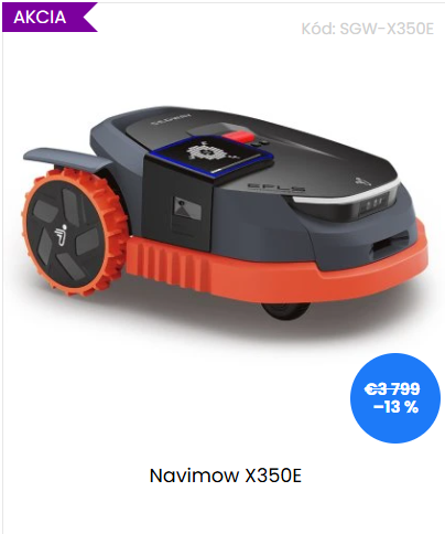 Inteligentná robotická kosačka Segway Navimow X350E bez obvodových drôtov.