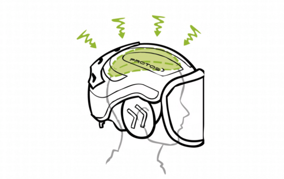 CrashAbsorber vložka do prilby PROTOS pre tlmenie nárazov.