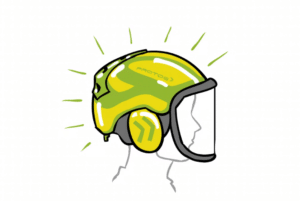 Farebný skelet a reflexné nálepky na prilbe PROTOS