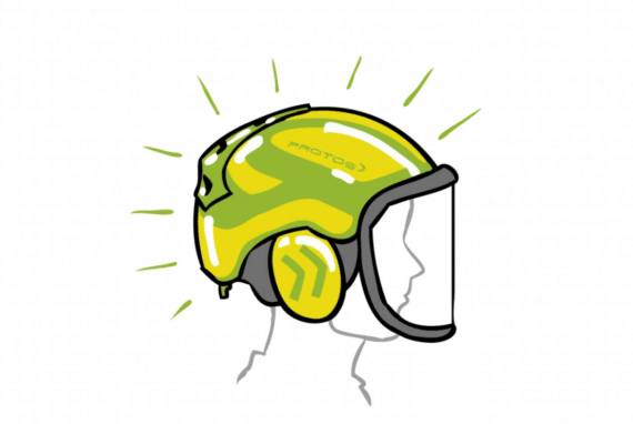 Farebný skelet a reflexné nálepky na prilbe PROTOS