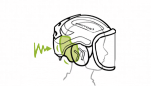 Zátylková opierka prilby PROTOS pre horizontálnu ochranu krku.