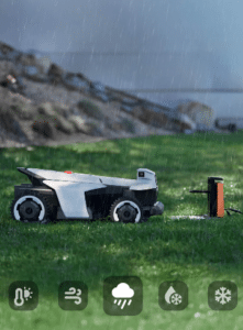 kosačka segway x450e s dažďovým senzorom v daždi