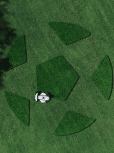 kosenie futbalových vzorov na trávniku kosačkou segway x450e