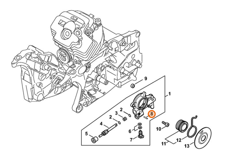 Upínací kolík Olejového čerpadla STIHL MS 462