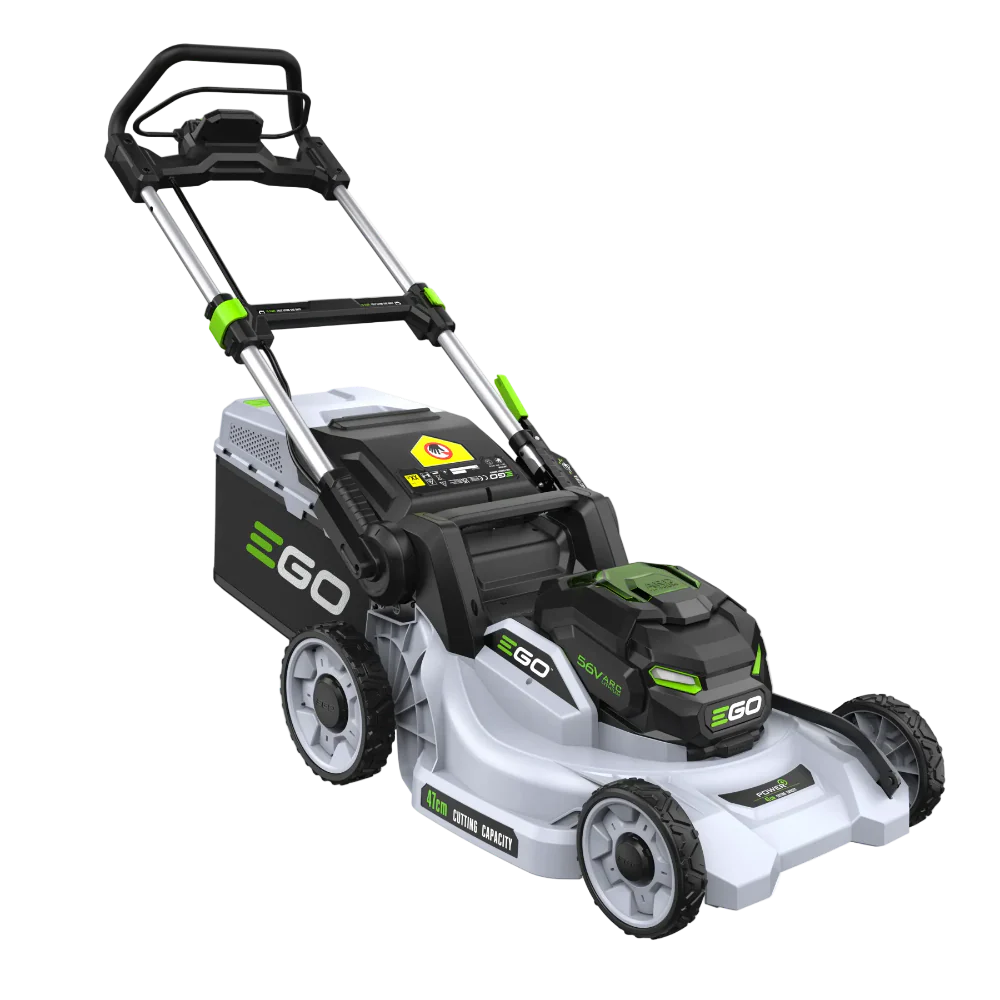 Bočný pohľad na polykarbonátový skelet kosačky EGO 47cm.