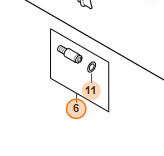 Detail uchytenia osky štartéra STIHL v telese ventilátora