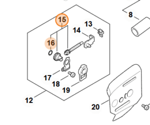 Detail uloženia španovacej sady STIHL MS 462 v bloku motora