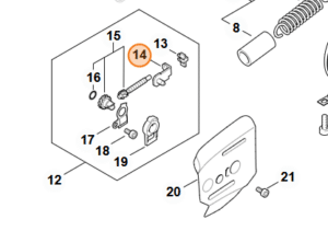Detail uloženia španovacieho tŕňa STIHL MS 462