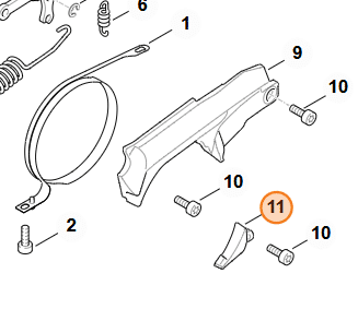 Detail uloženia plastu brzdy STIHL MS 462
