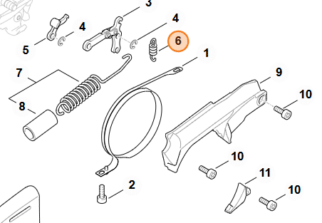 Detail uchytenia pružiny pásu brzdy STIHL MS 462