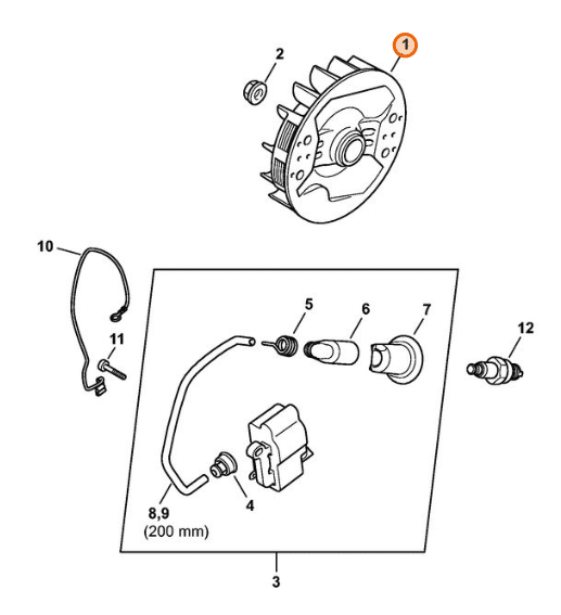 Detail upevnenia ventilátora STIHL MS 462 na kľukový hriadeľ