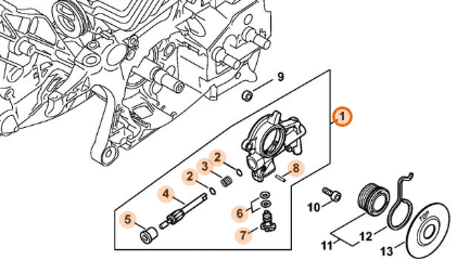 Schéma olejového čerpadla STIHL MS 462 pozícia 1 v zostave bloku