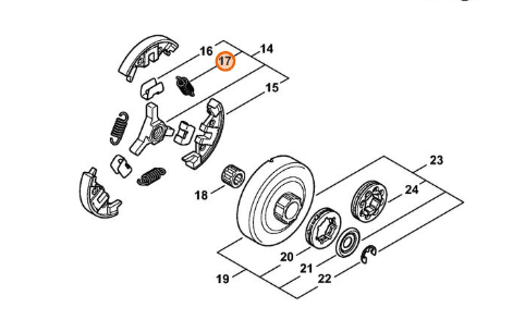 Schéma spojky STIHL MS 462 pozícia 17 pružina spojky