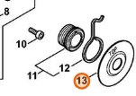 Detail zostavy pohonu olejového čerpadla STIHL MS 462 s kotúčom