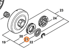 ALT text: Schéma spojky STIHL MS 462 pozícia 21 podložka spojky