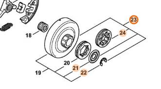Detail bubna spojky a prstenca STIHL 3/8 8Z originálny diel
