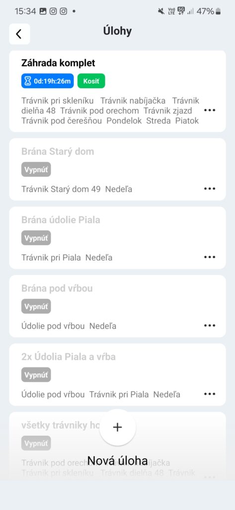 Nastavenie individuálnych plánov kosenia pre rôzne zóny v aplikácii Mammotion.