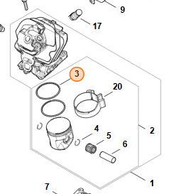 Piestny krúžok STIHL O 49x1,2 mm