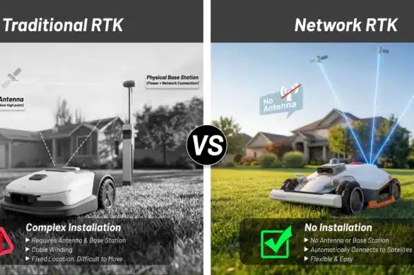 Porovnanie inštalácie tradičnej RTK antény a bezdrôtovej technológie Network RTK
