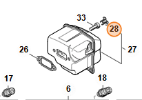 Plechová zátka na výfuk STIHL MS 261 a 300.0 – Obrázok 2