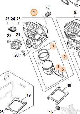 Valec s piestom STIHL MS 261 O 44,7 mm – Obrázok 2