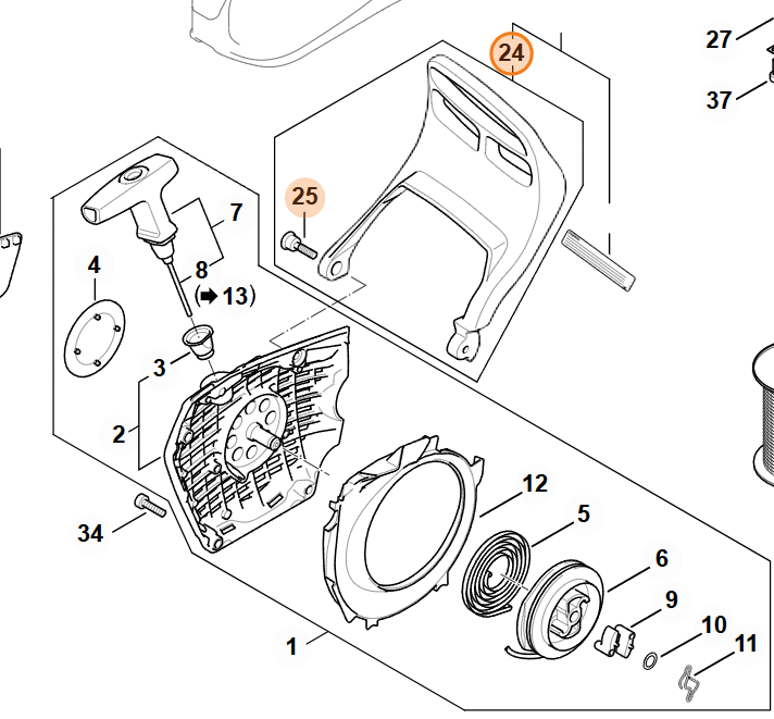 Páka brzdy STIHL MS 500i – Obrázok 2