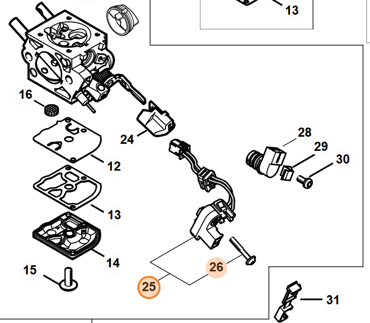 Spínací prístroj STIHL karburátor ms 300