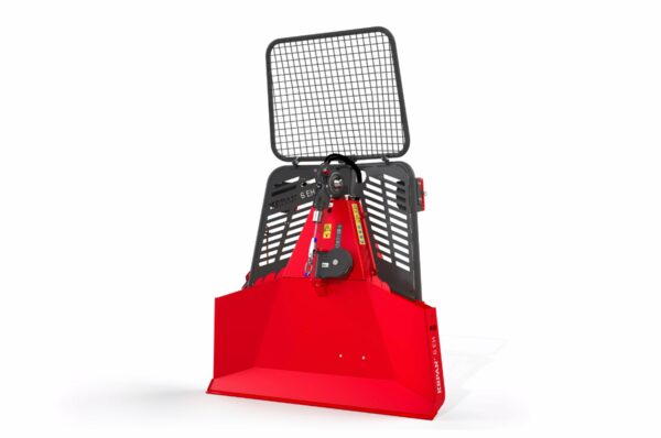 Predný pohľad na štít 1 618 mm, hydraulickú kladku so STOP spínačom a sklopnú sieť KRPAN 6 EHP