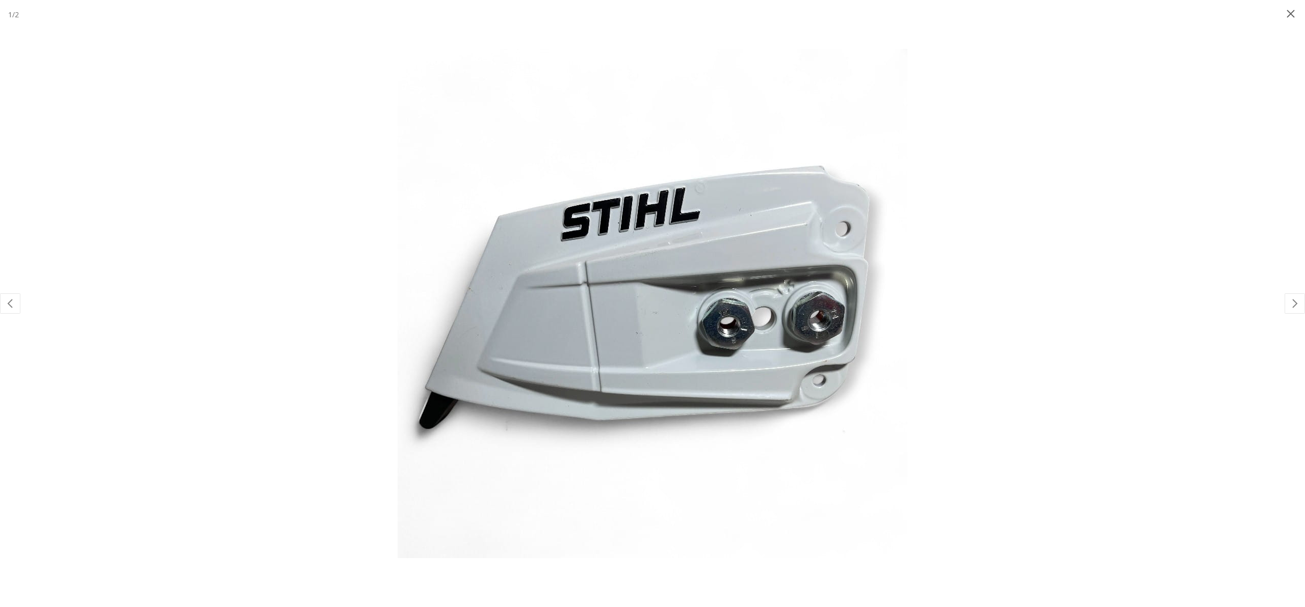 Biely bočný kryt STIHL MS 261 s logom STIHL a dvoma maticami