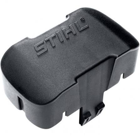 Čierny kryt pre batériový priestor STIHL AP s logom STIHL